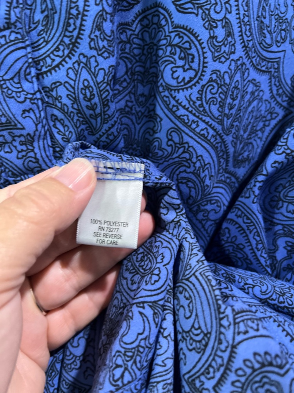 croft & barrow Blue & Black V-Neck Pintuck Top - Picture 4 of 6